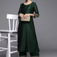 Party Wear Kurti Silk Green Embroidered Kurtis