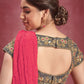 Classic Georgette Silk Grey Pink Embroidered Saree