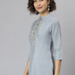 Casual Kurti Silk Grey Embroidered Kurtis