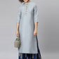 Casual Kurti Silk Grey Embroidered Kurtis