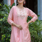 Floor Lenght Salwar Suit Silk Pink Embroidered Salwar Kameez