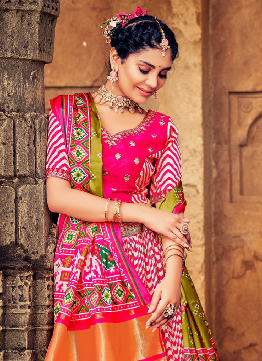 Readymade Lehenga Choli Silk Multi Colour Embroidered Lehenga Choli