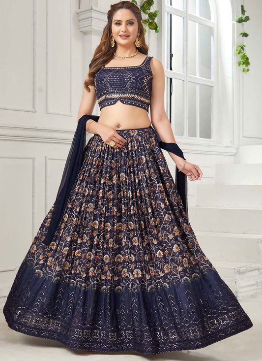 Readymade Lehenga Choli Silk Blue Embroidered Lehenga Choli