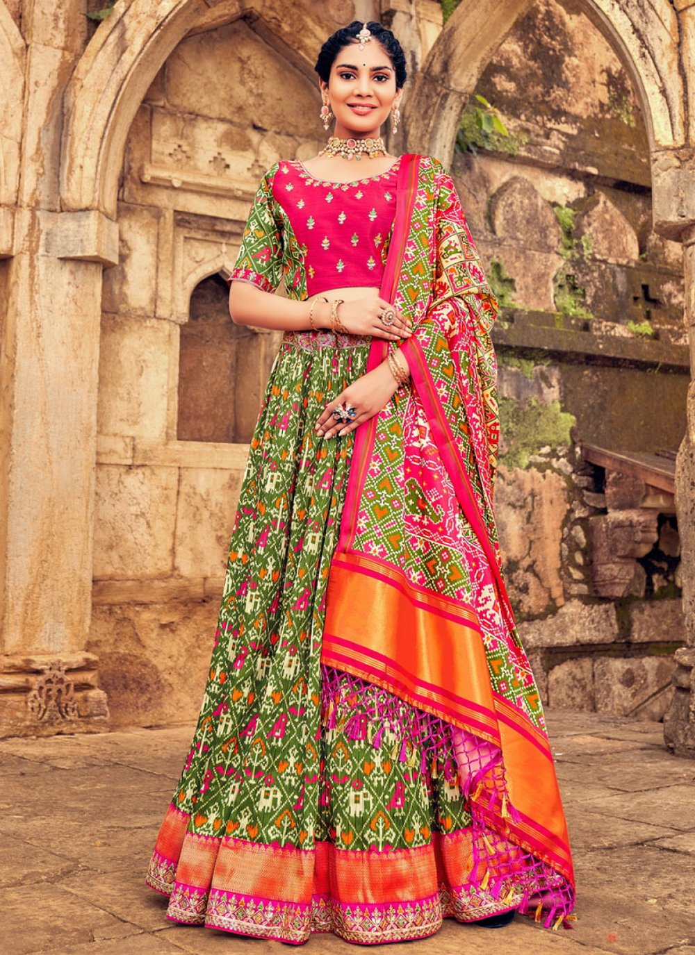 Lehenga Choli Silk Green Embroidered Lehenga Choli