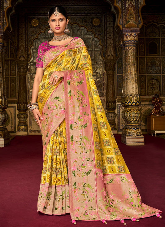Trendy Saree Silk Yellow Embroidered Saree