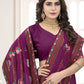 Trendy Saree Shimmer Silk Purple Embroidered Saree