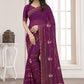 Trendy Saree Shimmer Silk Purple Embroidered Saree