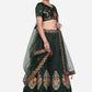 A Line Lehenga Tafeta Silk Green Embroidered Lehenga Choli