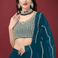 Lehenga Choli Faux Georgette Teal Embroidered Lehenga Choli