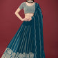 Lehenga Choli Faux Georgette Teal Embroidered Lehenga Choli