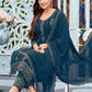 Salwar Suit Faux Georgette Teal Embroidered Salwar Kameez