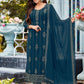 Salwar Suit Faux Georgette Teal Embroidered Salwar Kameez