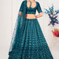 A Line Lehenga Georgette Teal Embroidered Lehenga Choli