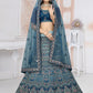 Lehenga Choli Net Teal Embroidered Lehenga Choli