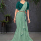 Contemporary Chiffon Tissue Brasso Sea Green Embroidered Saree