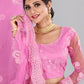 Lehenga Choli Net Pink Embroidered Lehenga Choli