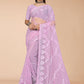 Trendy Saree Net Purple Embroidered Saree