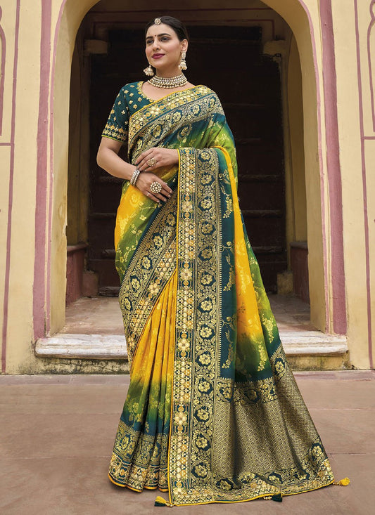 Trendy Saree Silk Yellow Embroidered Saree