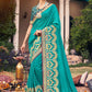 Contemporary Vichitra Silk Turquoise Embroidered Saree