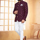 Jodhpuri Suit Velvet Purple Embroidered Mens