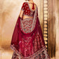 Lehenga Choli Velvet Maroon Dori Work Lehenga Choli