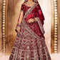 Lehenga Choli Velvet Maroon Dori Work Lehenga Choli