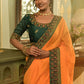 Classic Vichitra Silk Orange Embroidered Saree