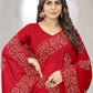 Classic Vichitra Silk Red Embroidered Saree