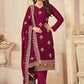 Trendy Suit Vichitra Silk Wine Embroidered Salwar Kameez
