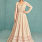 Anarkali Suit Georgette Peach Embroidered Salwar Kameez