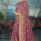 Classic Pure Dola Silk Pink Embroidered Saree