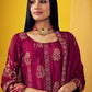 Palazzo Salwar Suit Chiffon Magenta Embroidered Salwar Kameez