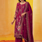 Palazzo Salwar Suit Chiffon Magenta Embroidered Salwar Kameez