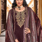 Salwar Suit Velvet Maroon Embroidered Salwar Kameez