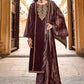 Salwar Suit Velvet Maroon Embroidered Salwar Kameez