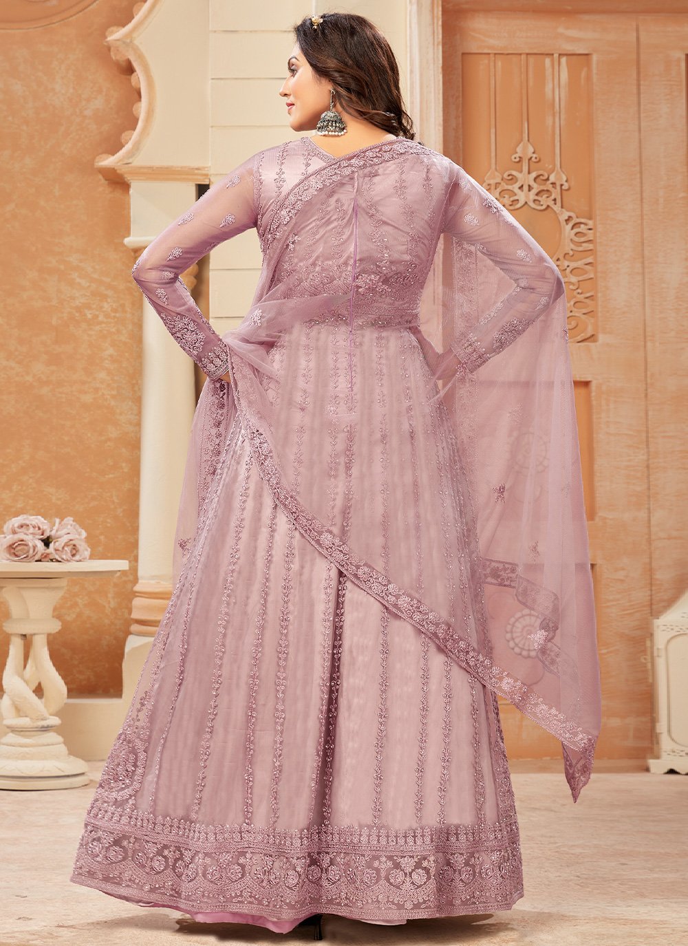 Trendy Suit Net Pink Embroidered Salwar Kameez