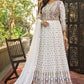 Floor Lenght Salwar Suit Faux Georgette White Embroidered Salwar Kameez