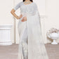 Classic Georgette White Embroidered Saree