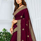 Contemporary Georgette Wine Embroidered Saree