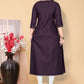 Party Wear Kurti Cotton Wine Embroidered Kurtis