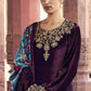 Trendy Suit Velvet Wine Embroidered Salwar Kameez