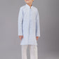 Kurta Pyjama Cotton Silk Aqua Blue Embroidered Kids