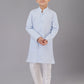 Kurta Pyjama Cotton Silk Aqua Blue Embroidered Kids