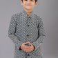 Kurta Pyjama Cotton Silk Green Embroidered Kids