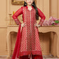 Pant Style Suit Faux Georgette Red Embroidered Kids