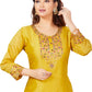 Pant Style Suit Chanderi Yellow Embroidered Salwar Kameez