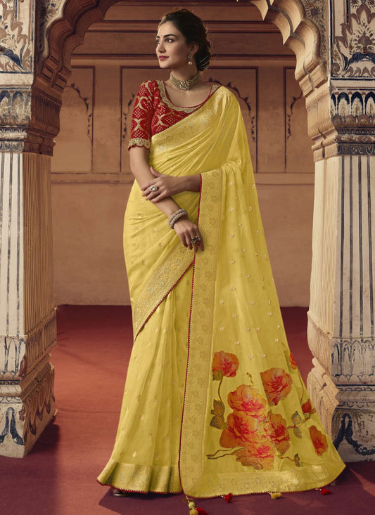 Trendy Saree Viscose Yellow Embroidered Saree