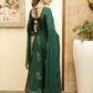 Anarkali Suit Rayon Green Fancy Work Salwar Kameez