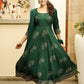Anarkali Suit Rayon Green Fancy Work Salwar Kameez