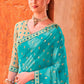 Contemporary Chiffon Aqua Blue Fancy Work Saree